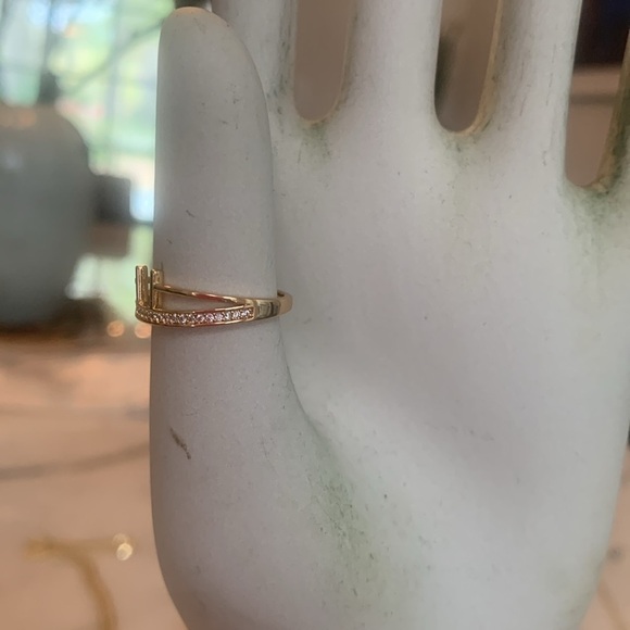 New Rose Gold Plated Ring Open Bar Unique Size 7.5 (#9) GIFT - Picture 7 of 10